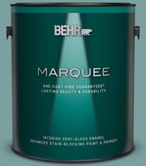 BEHR MARQUEE 1 gal. #S440-4 Tower Bridge One-Coat Hide Semi-Gloss Enamel Interior Paint & Primer