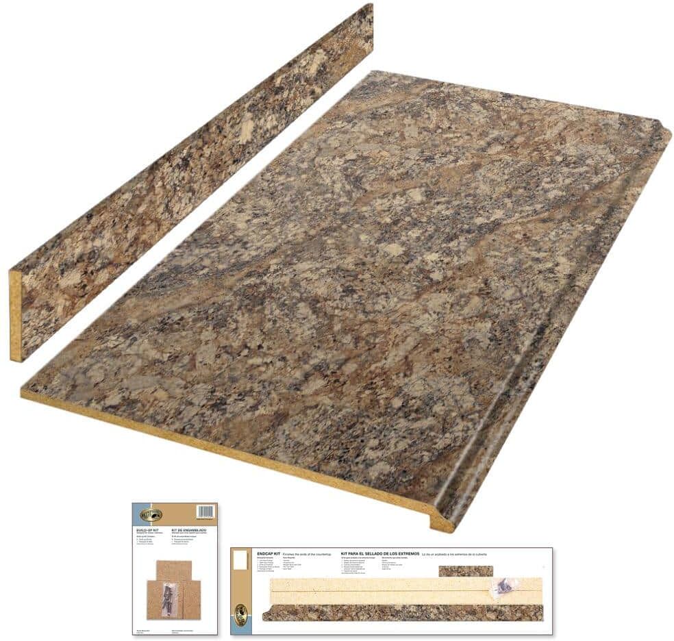 Hampton Bay 4 ft. Straight Laminate Countertop Kit Included in Winter Carnival Granite with Full Wrap Ogee Edge