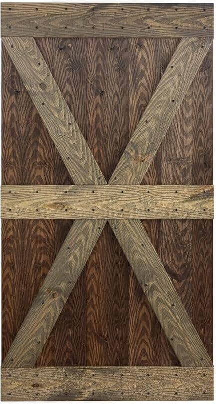 COAST SEQUOIA INC X Series Embossing 42 in. x 84 in. Dark Walnut/Aged Barrel DIY Knotty Wood Sliding Door Slab