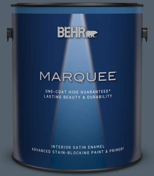 BEHR MARQUEE 1 gal. #ECC-35-3 Thunder Bay Satin Enamel Interior Paint & Primer