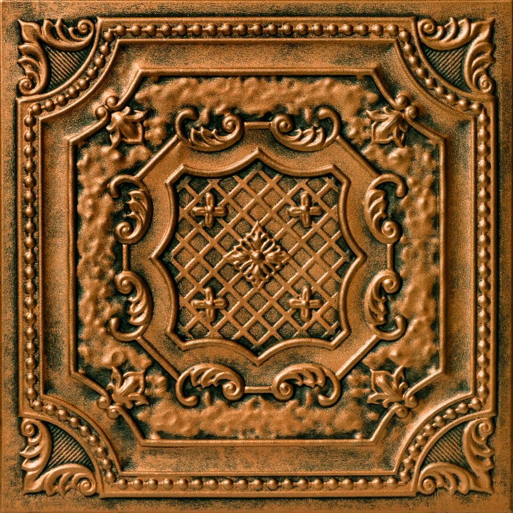 A La Maison Ceilings Bijou and Bee Bee Antique Bronze 1.6 ft. x 1.6 ft. Decorative Foam Glue Up Ceiling Tile (21.6 sq. ft./case)