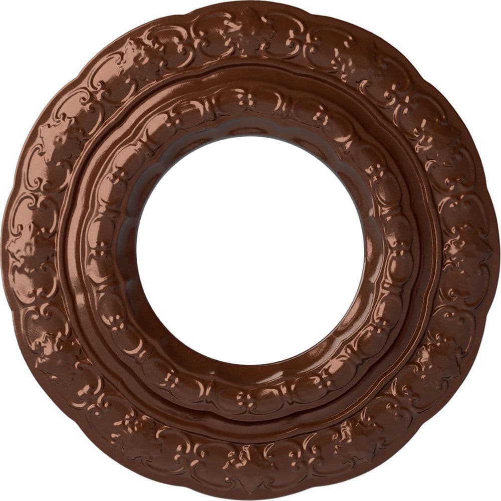 Ekena Millwork 15-3/8 in. x 7 in. I.D. x 1 in. Lisbon Urethane Ceiling Medallion (Fits Canopies upto 7 in.), Copper Penny