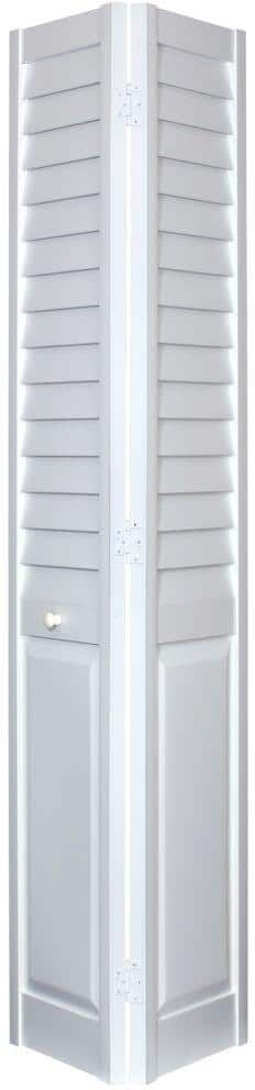 Home Fashion Technologies 18 in. x 80 in. 3 in. Louver/Panel White PVC Composite Interior Closet Bi-Fold Door