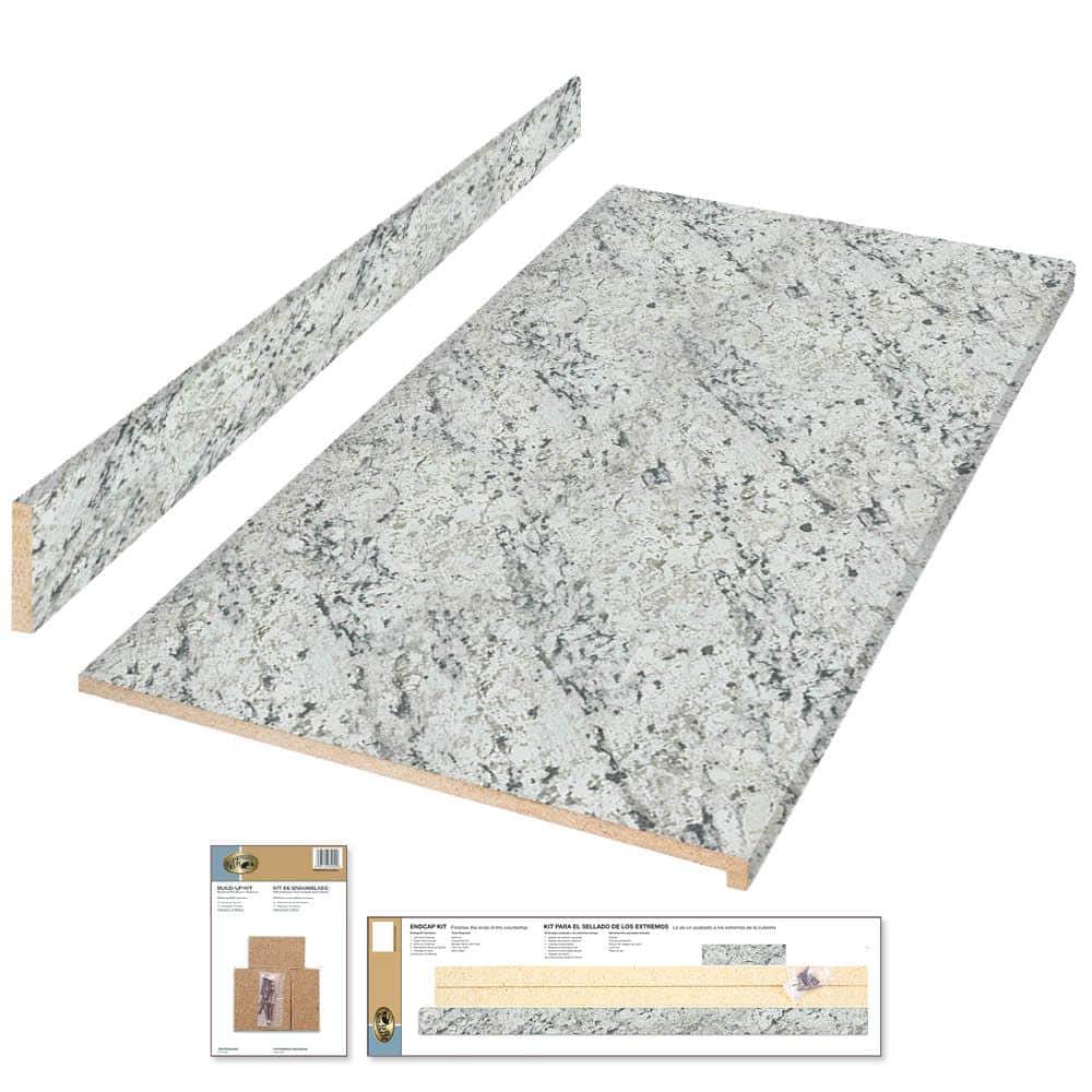 Hampton Bay 4 ft. Straight Laminate Countertop Kit Included in Textured White Ice Granite with Eased Edge and Backsplash