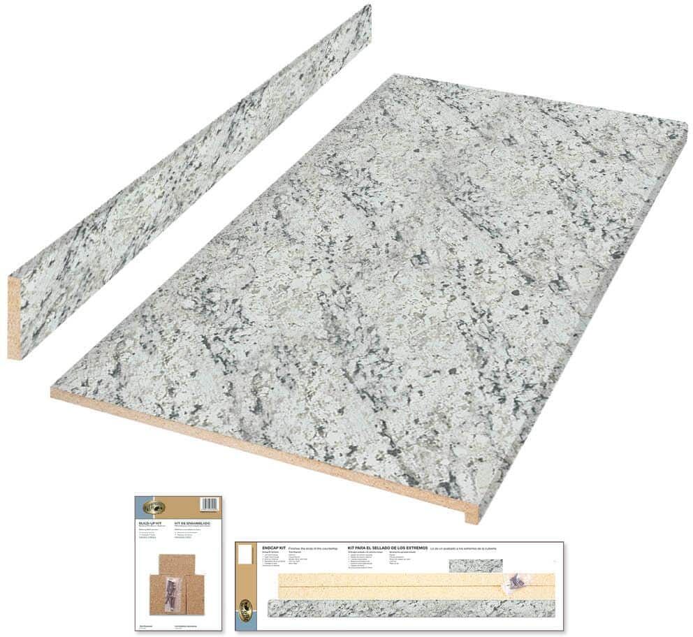 Hampton Bay 6 ft. Straight Laminate Countertop Kit Included in Textured White Ice Granite with Eased Edge and Backsplash