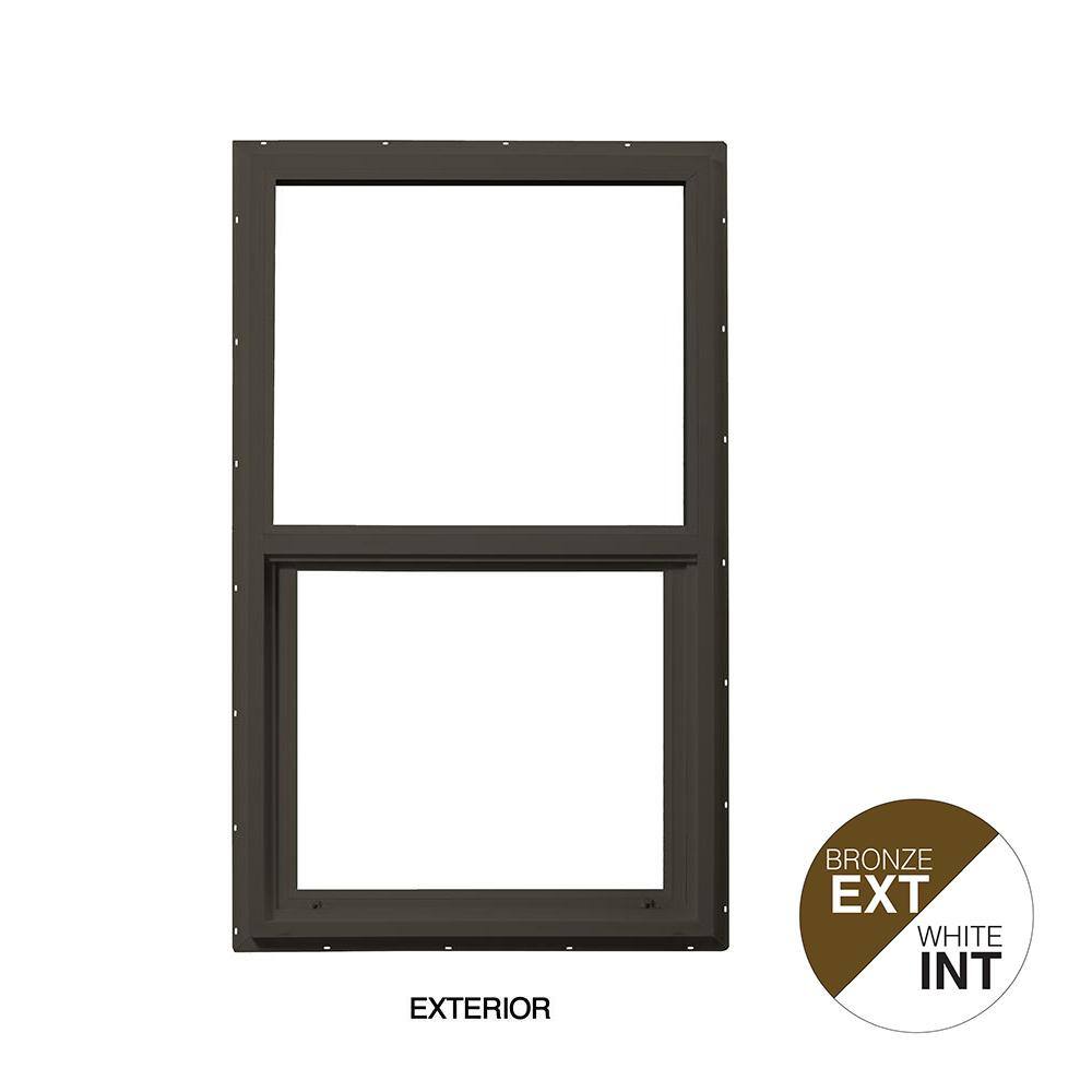 Ply Gem 35.5 in. x 59.5 in. Select Series Vinyl Single Hung Bronze Window with White Int, HP2+ Glass, and Screen