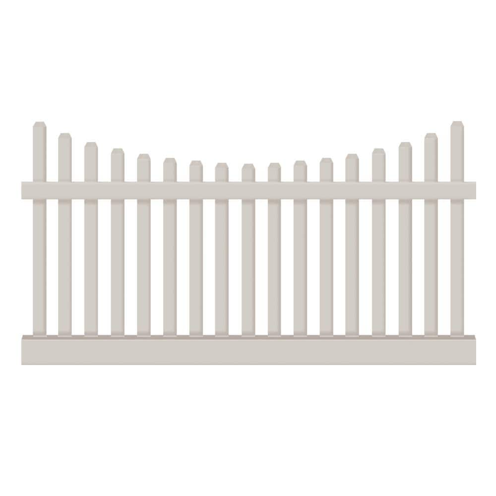 Weatherables Hampshire 4 ft. H x 8 ft. W Tan Vinyl Picket Fence Panel Kit