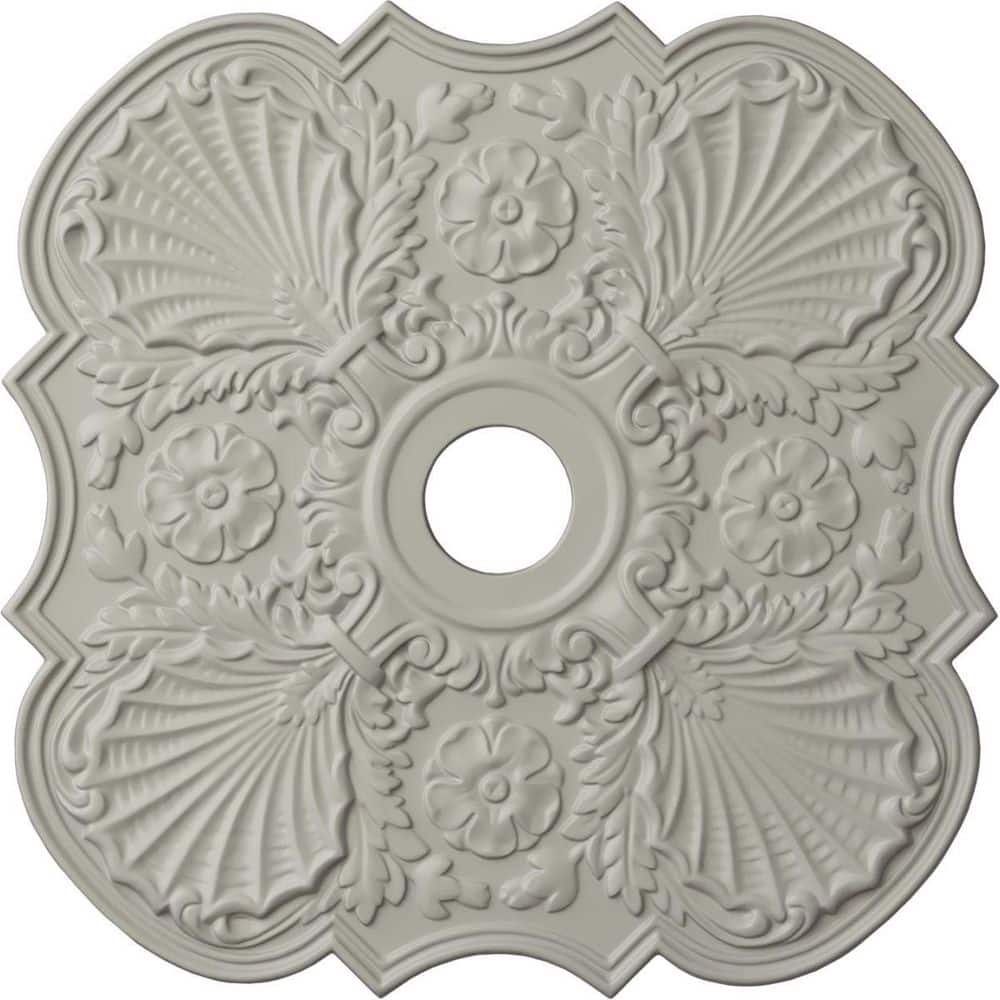 Ekena Millwork 1-3/8 in. x 29 in. x 29 in. Polyurethane Flower Ceiling Moulding, Pot of Cream