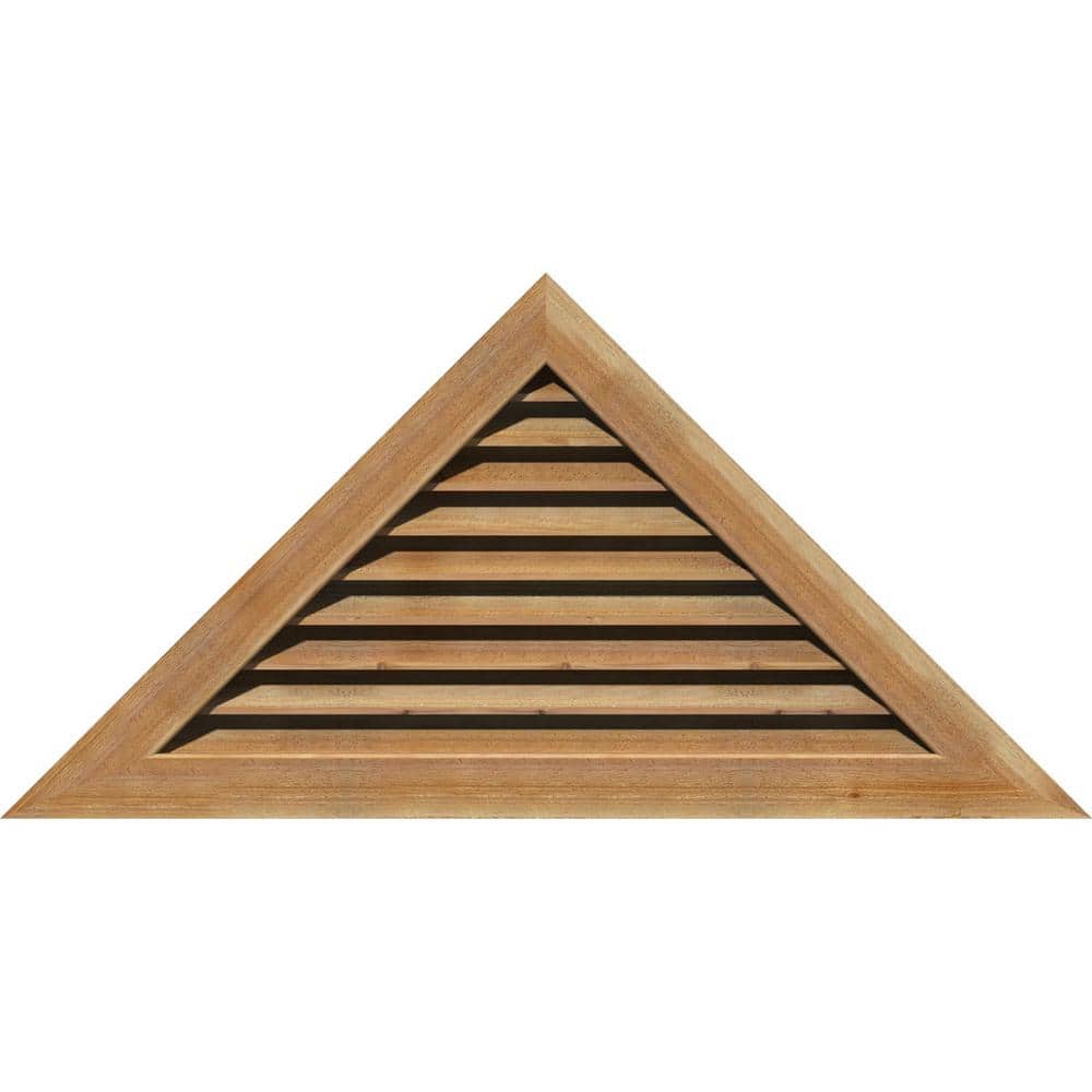 Ekena Millwork 97" x 20.25" Triangle Unfinished Rough Sawn Western Red Cedar Wood Gable Louver Vent Functional
