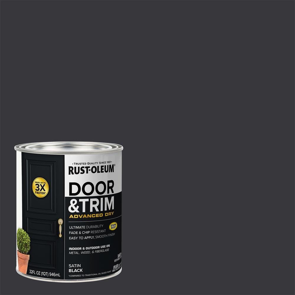 Rust-Oleum Stops Rust 1 qt. Satin Black Interior/Exterior Door Paint (Case of 2)