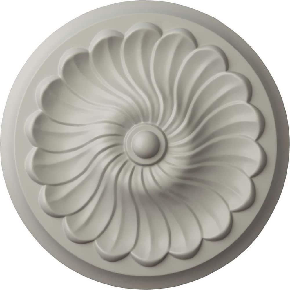 Ekena Millwork 2-1/4 in. x 12-1/4 in. x 12-1/4 in. Polyurethane Flower Spiral Ceiling Medallion , Pot of Cream