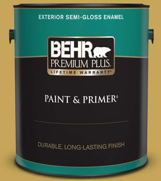 BEHR PREMIUM PLUS 1 gal. #PPU6-18 Lemongrass Semi-Gloss Enamel Exterior Paint & Primer