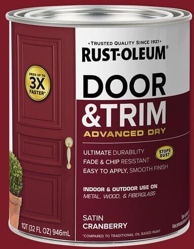 Rust-Oleum Stops Rust 1 qt. Satin Cranberry Interior/Exterior Door Paint (Case of 2)