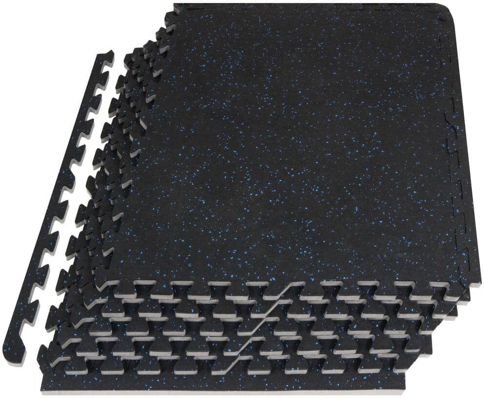 PROSOURCEFIT Rubber Top Exercise Puzzle Mat Blue 24 in. x 24 in. x 0.5 in. EVA Foam Interlocking Tiles (6-Pack (24 sq. ft.)