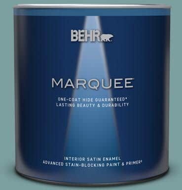 BEHR MARQUEE 1 qt. #S440-4 Tower Bridge One-Coat Hide Satin Enamel Interior Paint & Primer