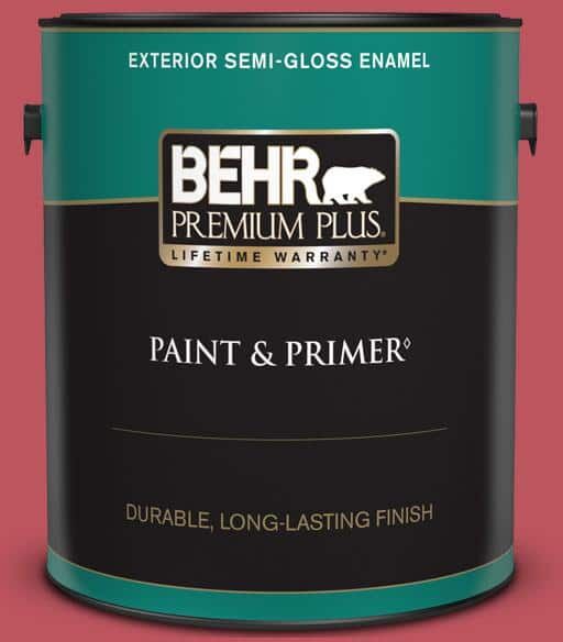 BEHR PREMIUM PLUS 1 gal. #P140-6 Hibiscus Flower Semi-Gloss Enamel Exterior Paint & Primer