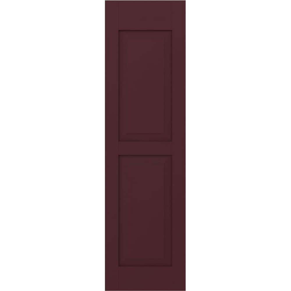 Ekena Millwork 12 in. W x 35 in. H Americraft 2-Equal Raised Panel Exterior Real Wood Shutters Pair in Wine Red