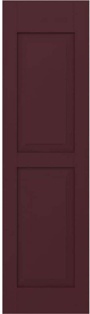 Ekena Millwork 12 in. W x 43 in. H Americraft 2-Equal Raised Panel Exterior Real Wood Shutters Pair in Wine Red