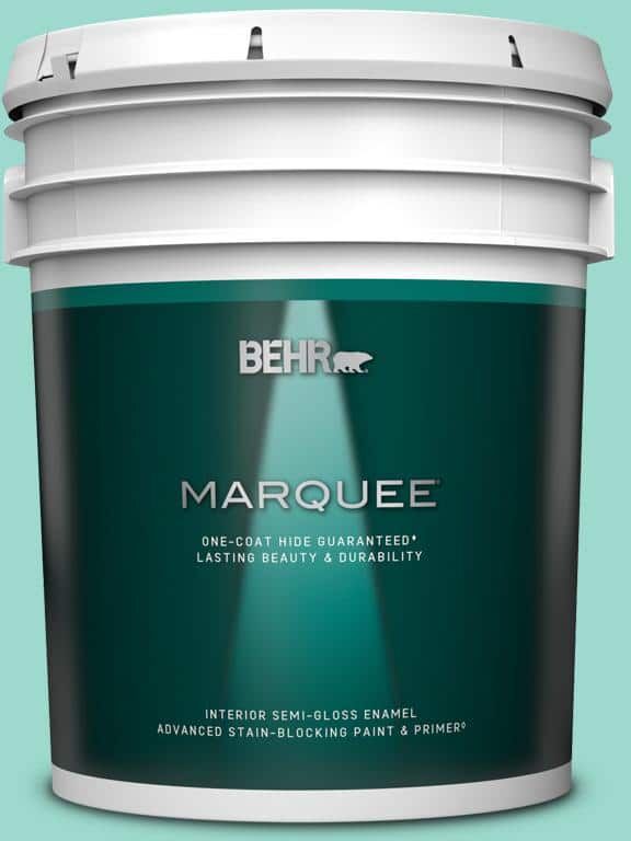 BEHR MARQUEE 5 gal. #P440-3 Fish Pond One-Coat Hide Semi-Gloss Enamel Interior Paint & Primer