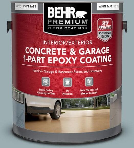 BEHR PREMIUM 1 gal. #PFC-52 Polar Drift Self-Priming 1-Part Epoxy Satin Interior/Exterior Concrete and Garage Floor Paint