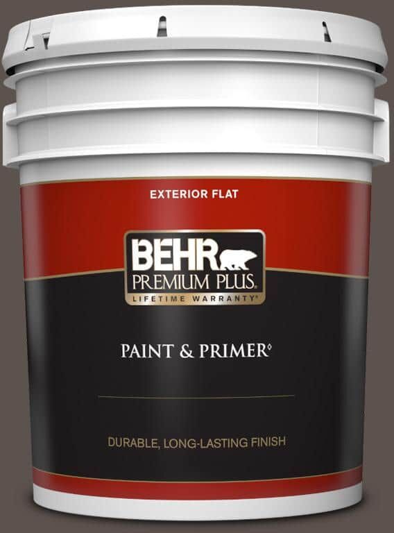 BEHR PREMIUM PLUS 5 gal. #MQ2-54 Gardeners Soil Flat Exterior Paint & Primer