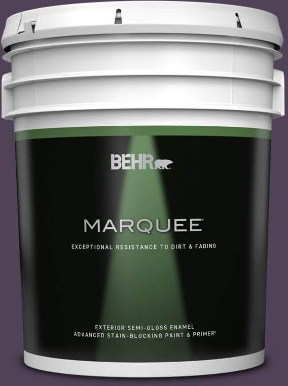 BEHR MARQUEE 5 gal. #S-H-660 Blackberry Harvest Semi-Gloss Enamel Exterior Paint & Primer