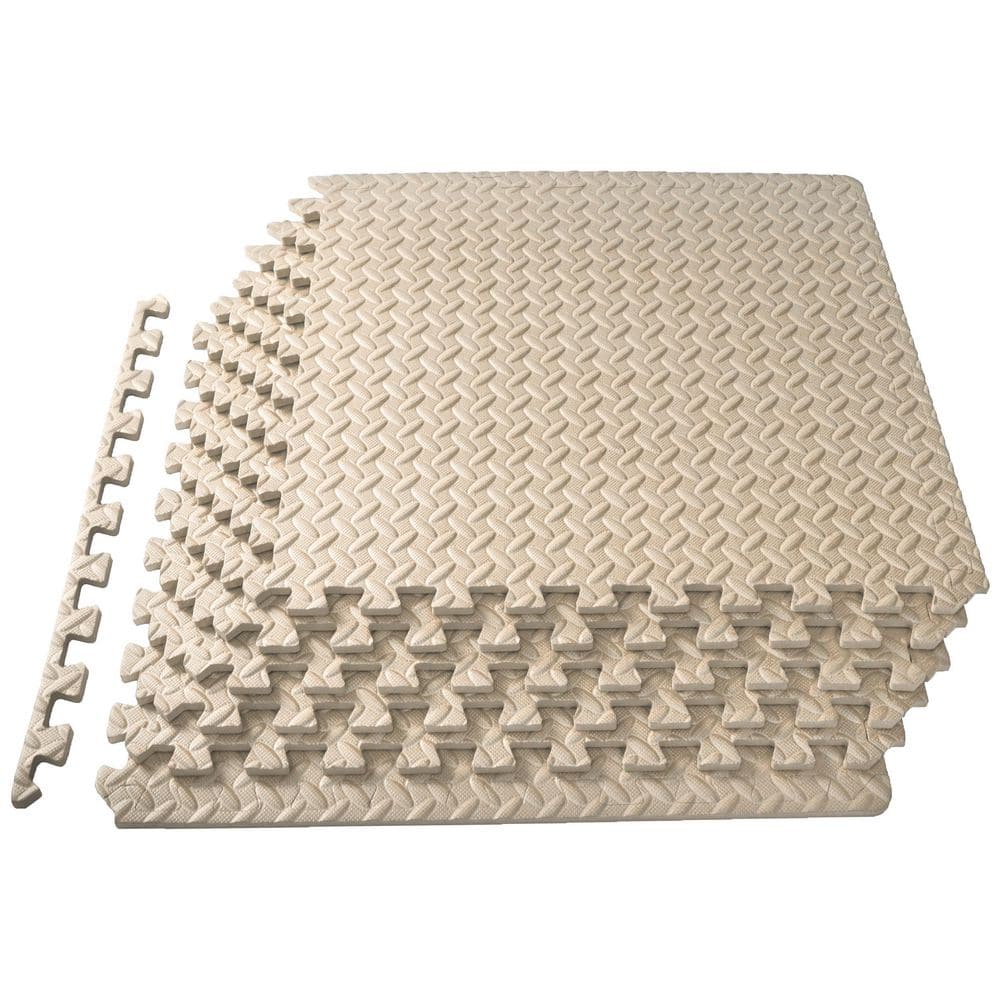 PROSOURCEFIT Exercise Puzzle Mat Beige 24 in. x 24 in. x 0.5 in. EVA Foam Interlocking Anti-Fatigue Tile Mat (24 sq. ft.) (6-Pack)