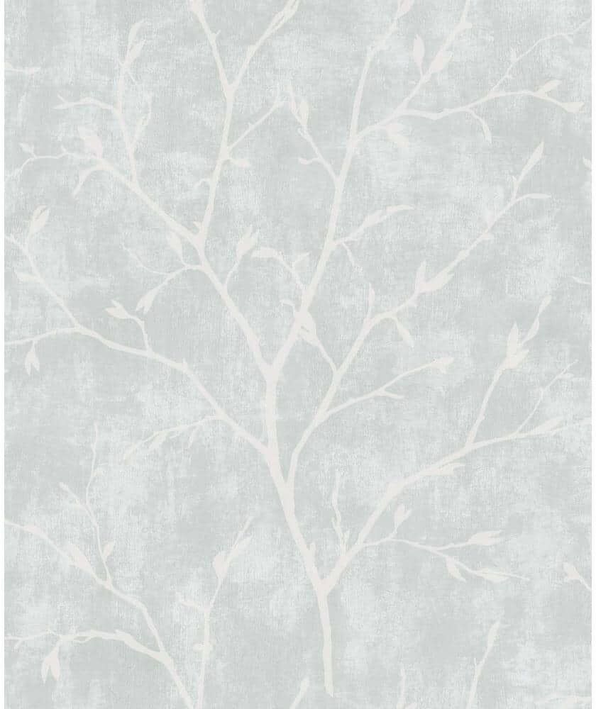 Seabrook Designs 57.5 sq. ft. Winter Grey Avena Branches Nonwoven Paper Unpasted Wallpaper Roll