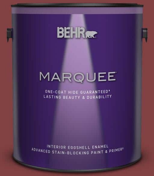 BEHR MARQUEE 1 gal. #S-H-130 Red Red Wine Eggshell Enamel Interior Paint & Primer