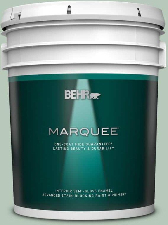 BEHR MARQUEE 5 gal. #S410-3 Ponds Edge One-Coat Hide Semi-Gloss Enamel Interior Paint & Primer