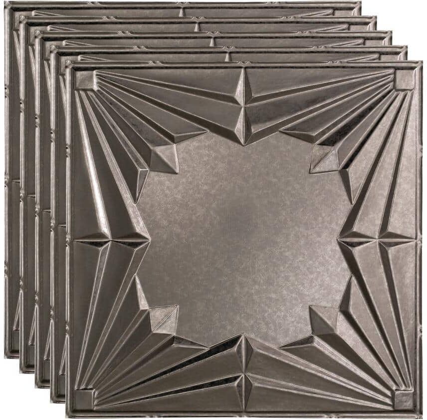 Fasade Art Deco 2 ft. x 2 ft. Galvanized Steel Lay-In Vinyl Ceiling Tile (20 sq. ft.)