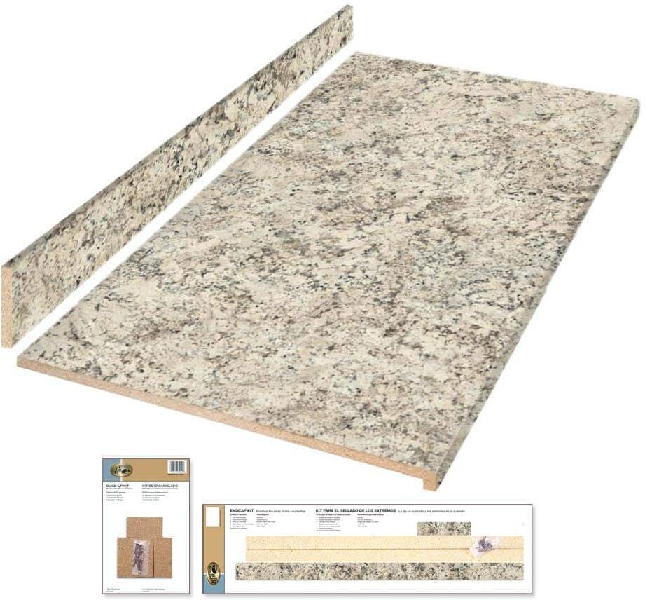 Hampton Bay 4 ft. Straight Laminate Countertop Kit Included in Textured Typhoon Ice with Eased Edge and Backsplash