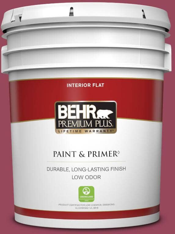 BEHR PREMIUM PLUS 5 gal. #PPU1-16 Haitian Flower Flat Low Odor Interior Paint & Primer