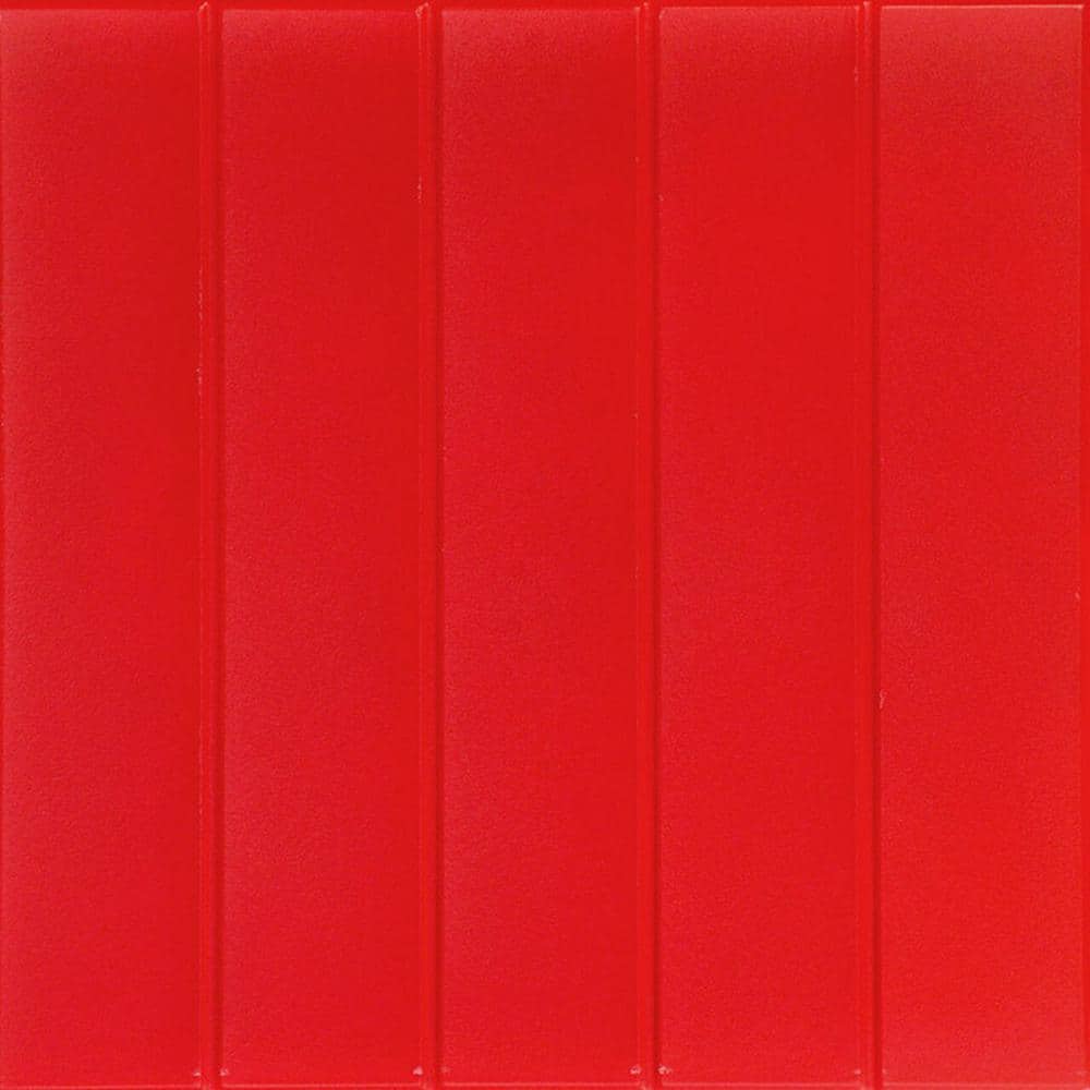A La Maison Ceilings Bead Board Red 1.6 ft. x 1.6 ft. Decorative Foam Glue Up Ceiling Tile (21.6 sq. ft./case)