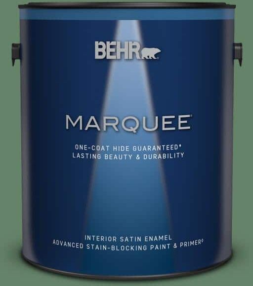 BEHR MARQUEE 1 gal. #BIC-55 Garden Greenery Satin Enamel Interior Paint & Primer