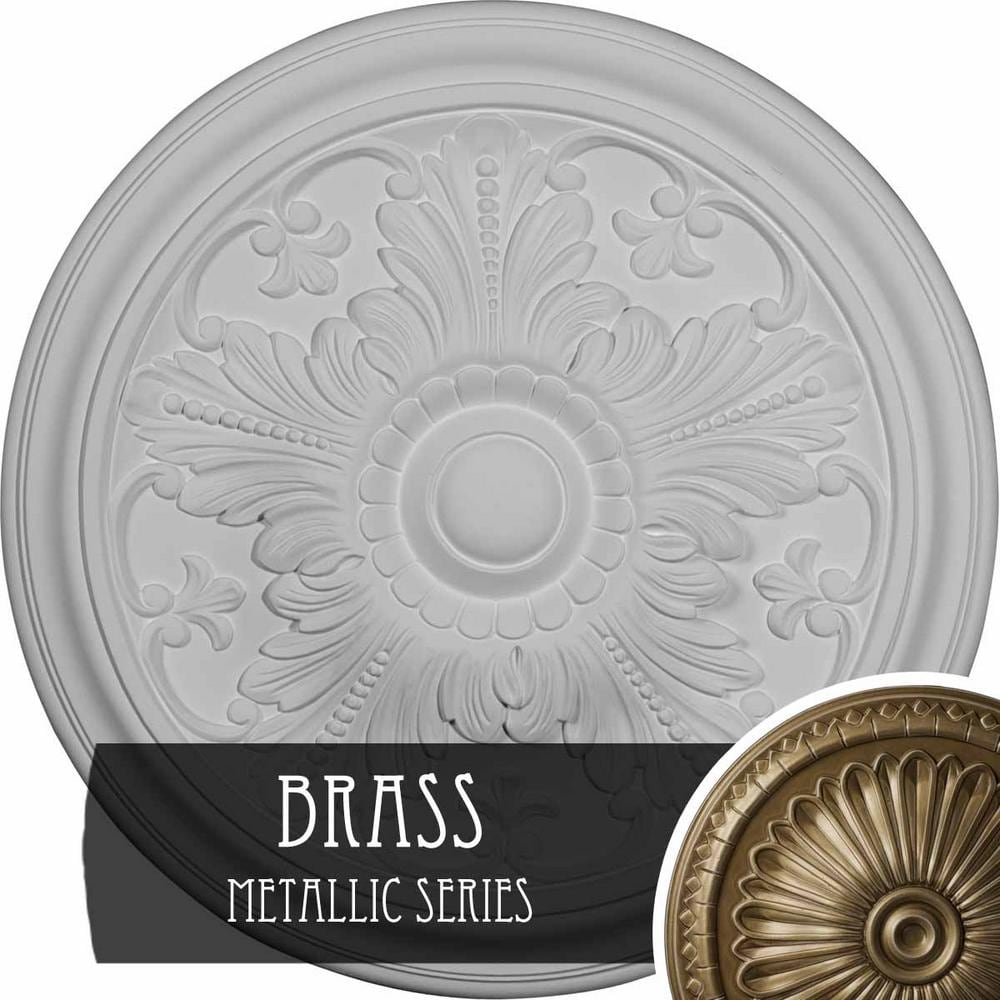 Ekena Millwork 5/8" x 16-7/8" x 16-7/8" Polyurethane Vienna Ceiling Medallion, Brass