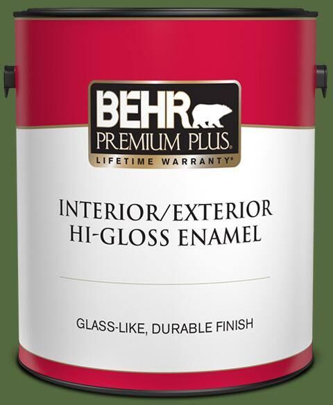 BEHR PREMIUM PLUS 1 gal. #M380-7 Alfalfa Extract Hi-Gloss Enamel Interior/Exterior Paint