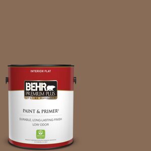 BEHR PREMIUM PLUS 1 gal. #BNC-34 Spiced Latte Flat Low Odor Interior Paint & Primer