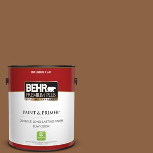 BEHR PREMIUM PLUS 1 gal. #260F-7 Caramel Latte Flat Low Odor Interior Paint & Primer