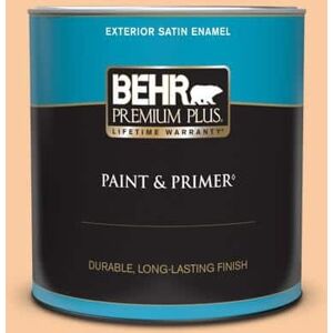 BEHR PREMIUM PLUS 1 qt. #290C-3 Chai Latte Satin Enamel Exterior Paint & Primer