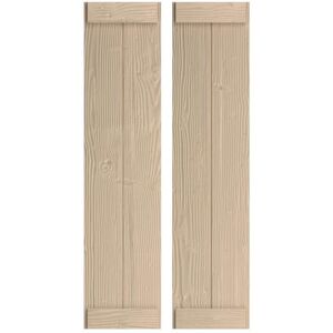 Ekena Millwork 11 in. x 60 in. Timberthane Polyurethane 2-Board Joined Sandblasted Faux Wood Board-n-Batten Shutters, End Batten Pair