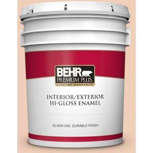 BEHR PREMIUM PLUS 5 gal. #PPU3-07 Pale Coral Hi-Gloss Enamel Interior/Exterior Paint