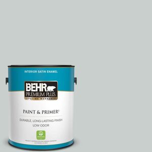 BEHR PREMIUM PLUS 1 gal. #720E-2 Light French Gray Satin Enamel Low Odor Interior Paint & Primer