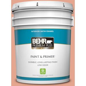 BEHR PREMIUM PLUS 5 gal. #M180-4 Priceless Coral Satin Enamel Low Odor Interior Paint & Primer