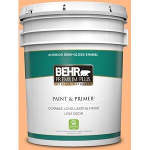 BEHR PREMIUM PLUS 5 gal. #250B-4 Coral Gold Semi-Gloss Enamel Low Odor Interior Paint & Primer