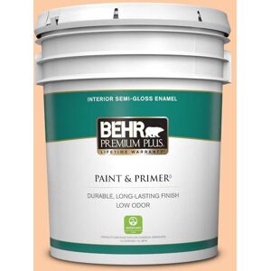 BEHR PREMIUM PLUS 5 gal. #270C-3 Coral Confection Semi-Gloss Enamel Low Odor Interior Paint & Primer