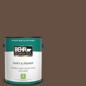 BEHR PREMIUM PLUS 1 gal. #760B-7 Revival Mahogany Semi-Gloss Enamel Low Odor Interior Paint & Primer