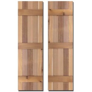 Design Craft MIllworks 15 in. x 60 in. Natural Cedar Board-N-Batten Baton Shutters Pair