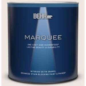 BEHR MARQUEE 1 qt. #PR-W12 Timid White Satin Enamel Interior Paint & Primer