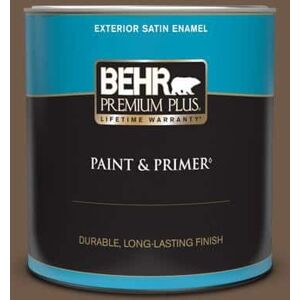 BEHR PREMIUM PLUS 1 qt. #N230-7 Rustic Tobacco Satin Enamel Exterior Paint & Primer